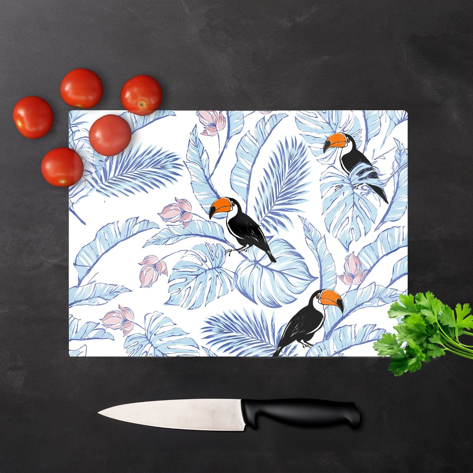 Tropical Toucan Glass Chopping Board