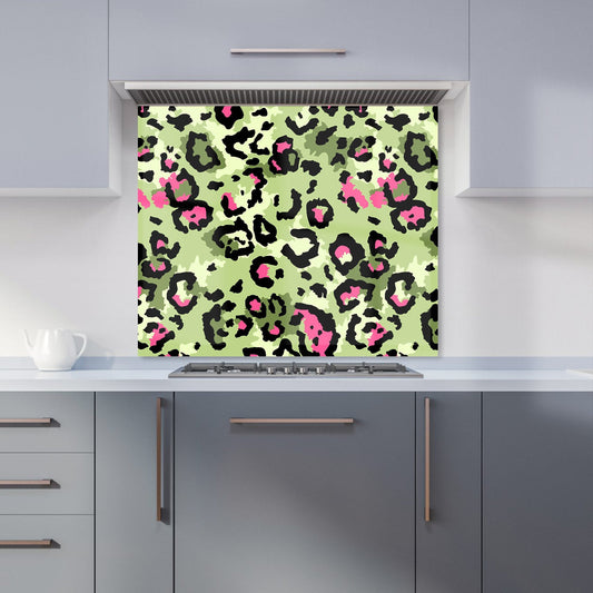 Green And Pink Leopard Print Kitchen Splashback