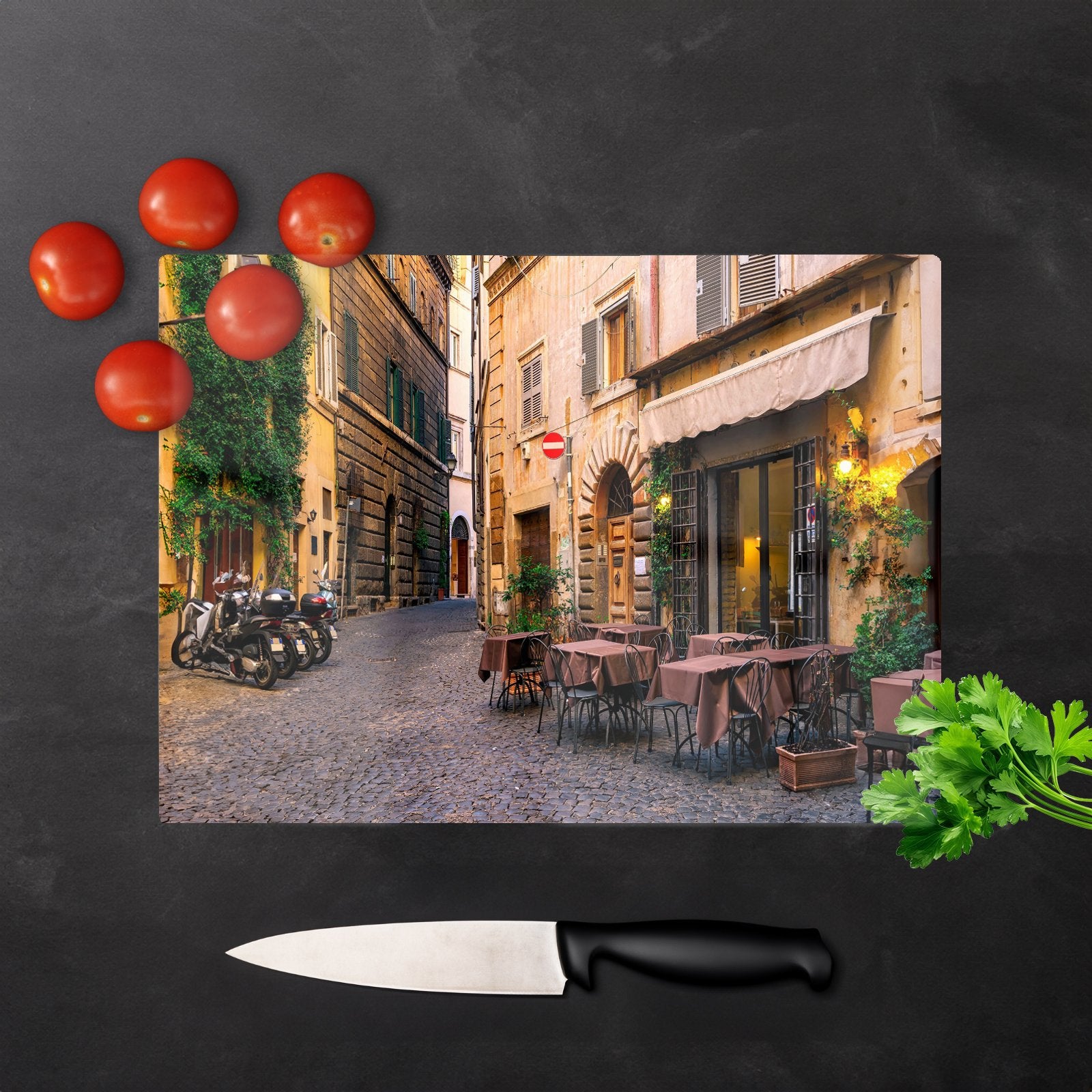 Cozy Rome Street Glass Chopping Board