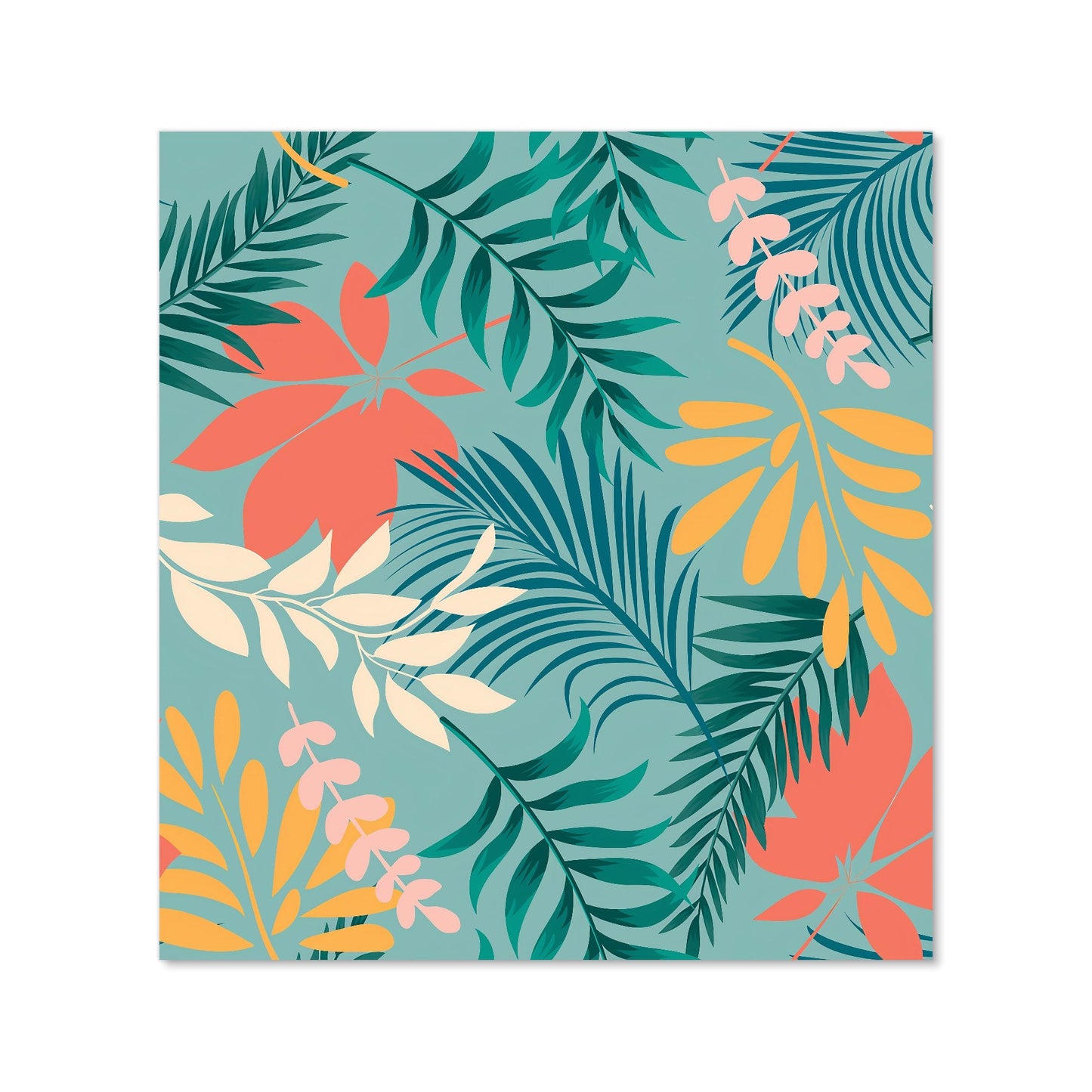 Abstract Bright Colorful Tropical Leaves Kitchen Splashback