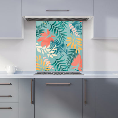 Abstract Bright Colorful Tropical Leaves Kitchen Splashback