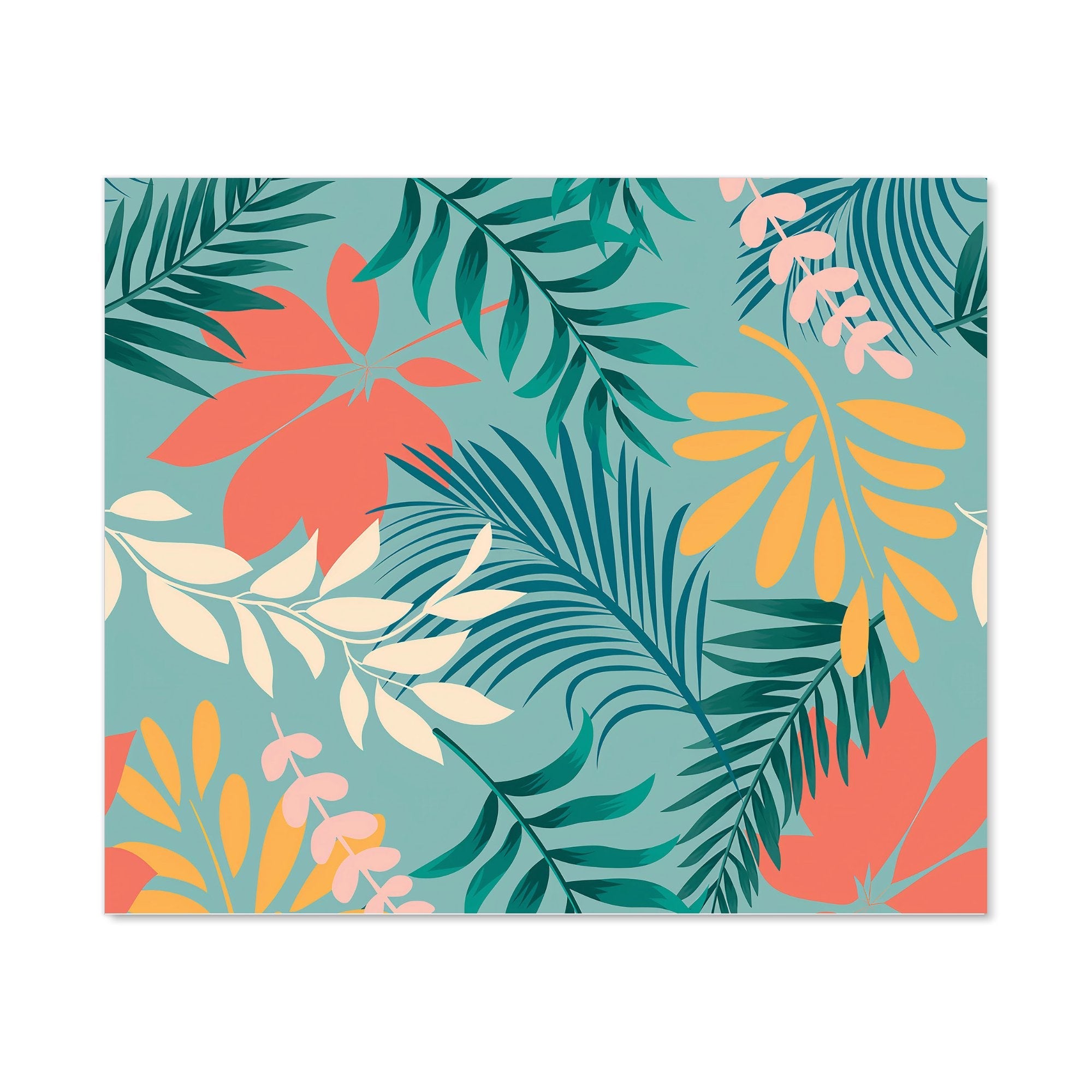 Abstract Bright Colorful Tropical Leaves Kitchen Splashback