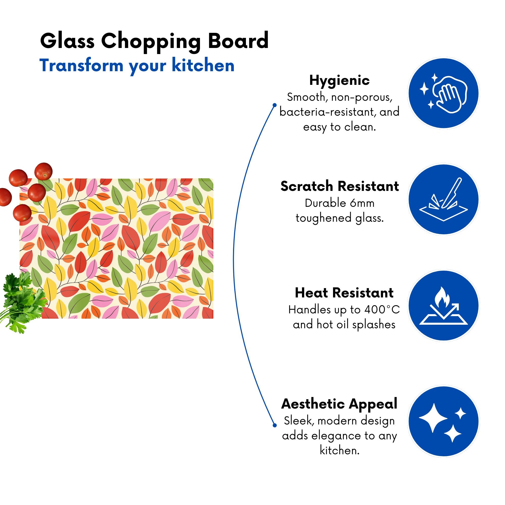 Autumn Leaves Glass Chopping Board