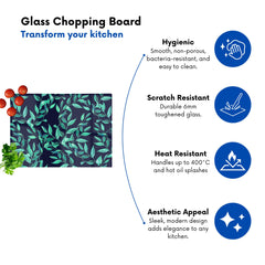 Delicate Green Foliage Glass Chopping Board