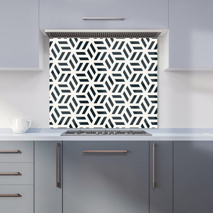 Geometric Monochrome Hexagonal Pattern Kitchen Splashback