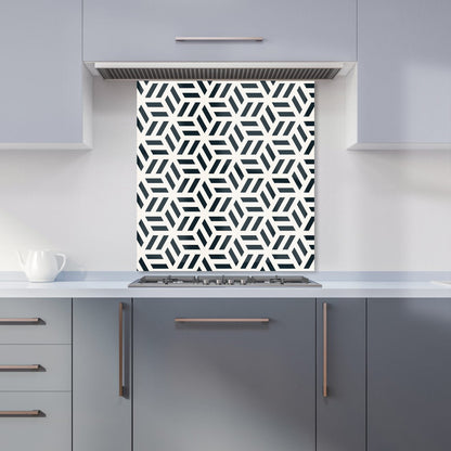 Geometric Monochrome Hexagonal Pattern Kitchen Splashback