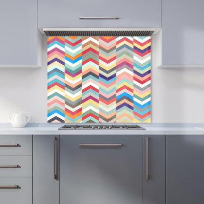 Geometric Multi Colored Chevron Pattern Kitchen Splashback