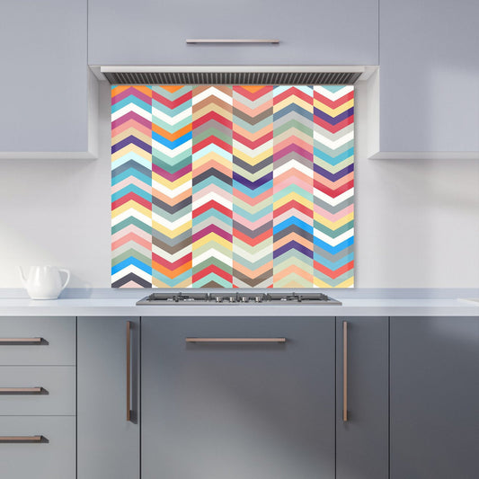 Geometric Multi Colored Chevron Pattern Kitchen Splashback