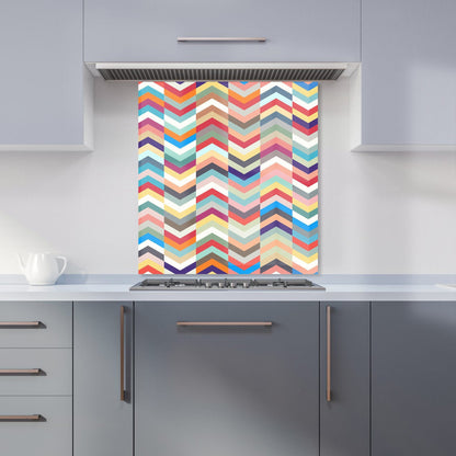 Geometric Multi Colored Chevron Pattern Kitchen Splashback