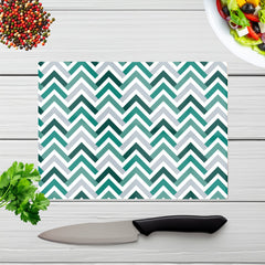 Geometric Retro Vintage Chevron Pattern Glass Chopping Board