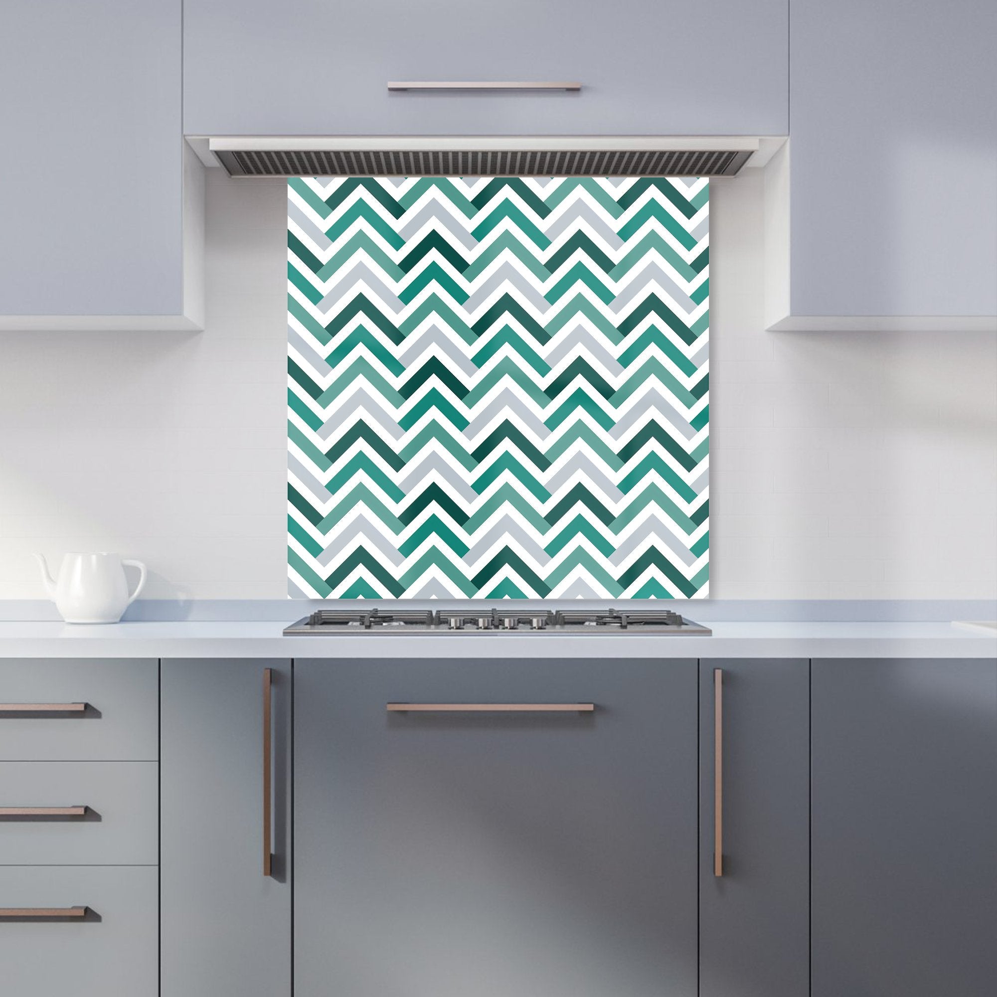 Geometric Retro Vintage Chevron Pattern Kitchen Splashback