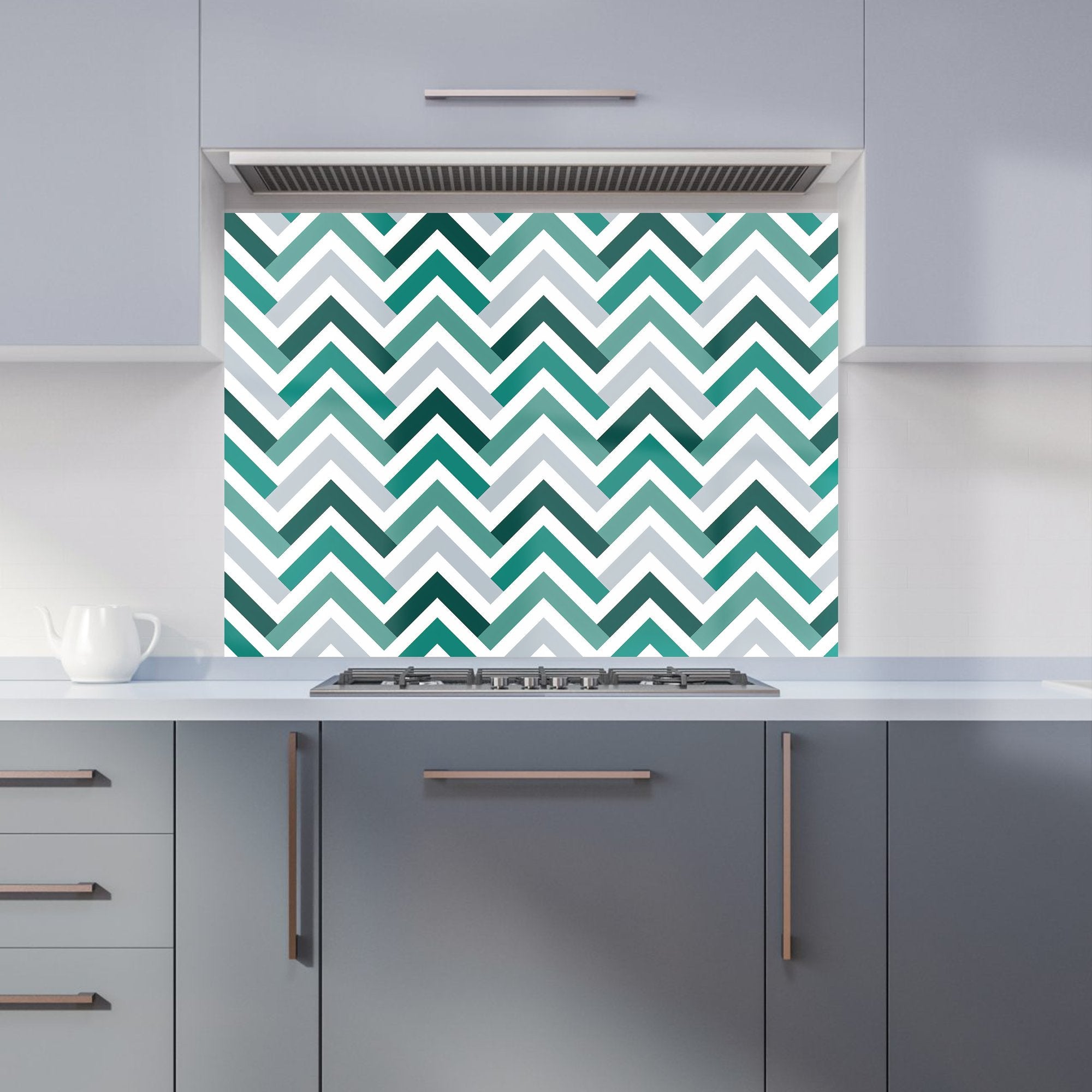 Geometric Retro Vintage Chevron Pattern Kitchen Splashback
