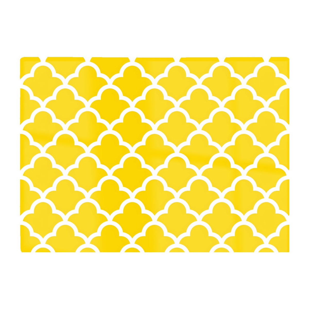 Geometric Yellow Quatrefoil Wave Glass Chopping Board