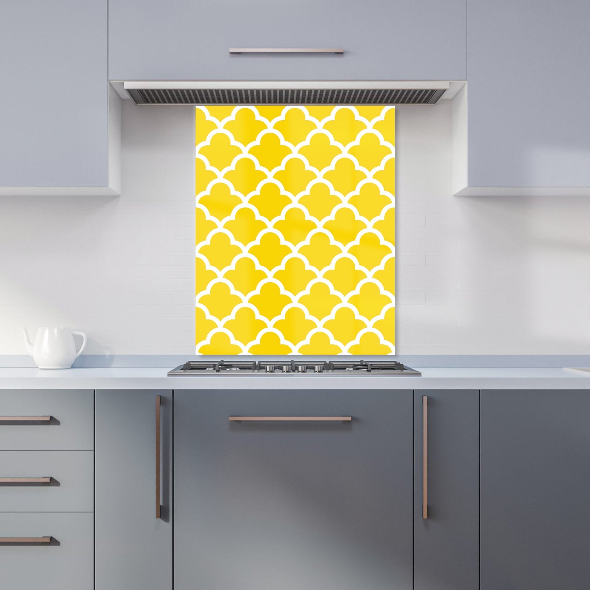 Geometric Yellow Quatrefoil Wave Kitchen Splashback