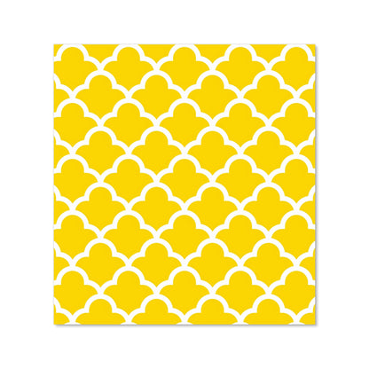 Geometric Yellow Quatrefoil Wave Kitchen Splashback