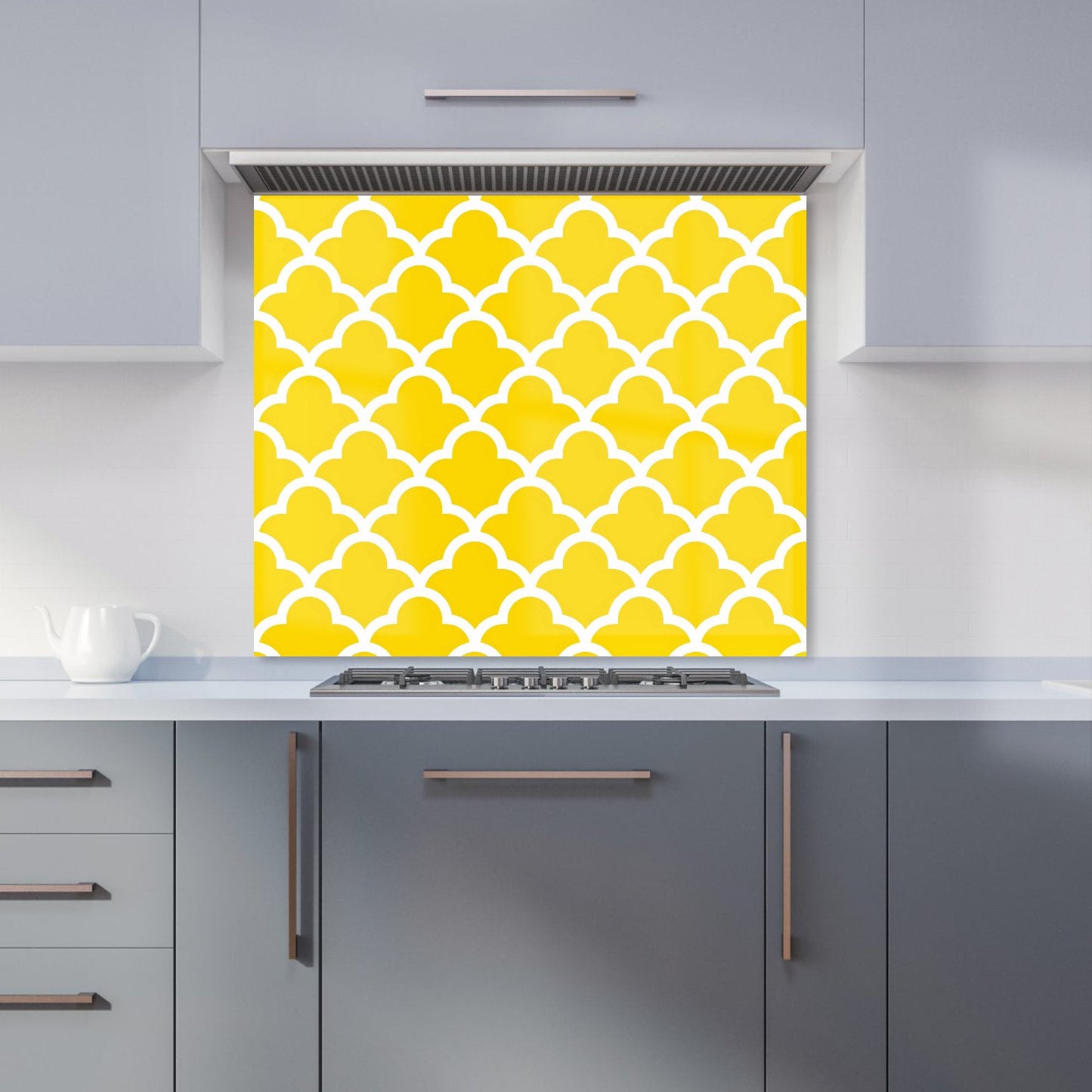 Geometric Yellow Quatrefoil Wave Kitchen Splashback