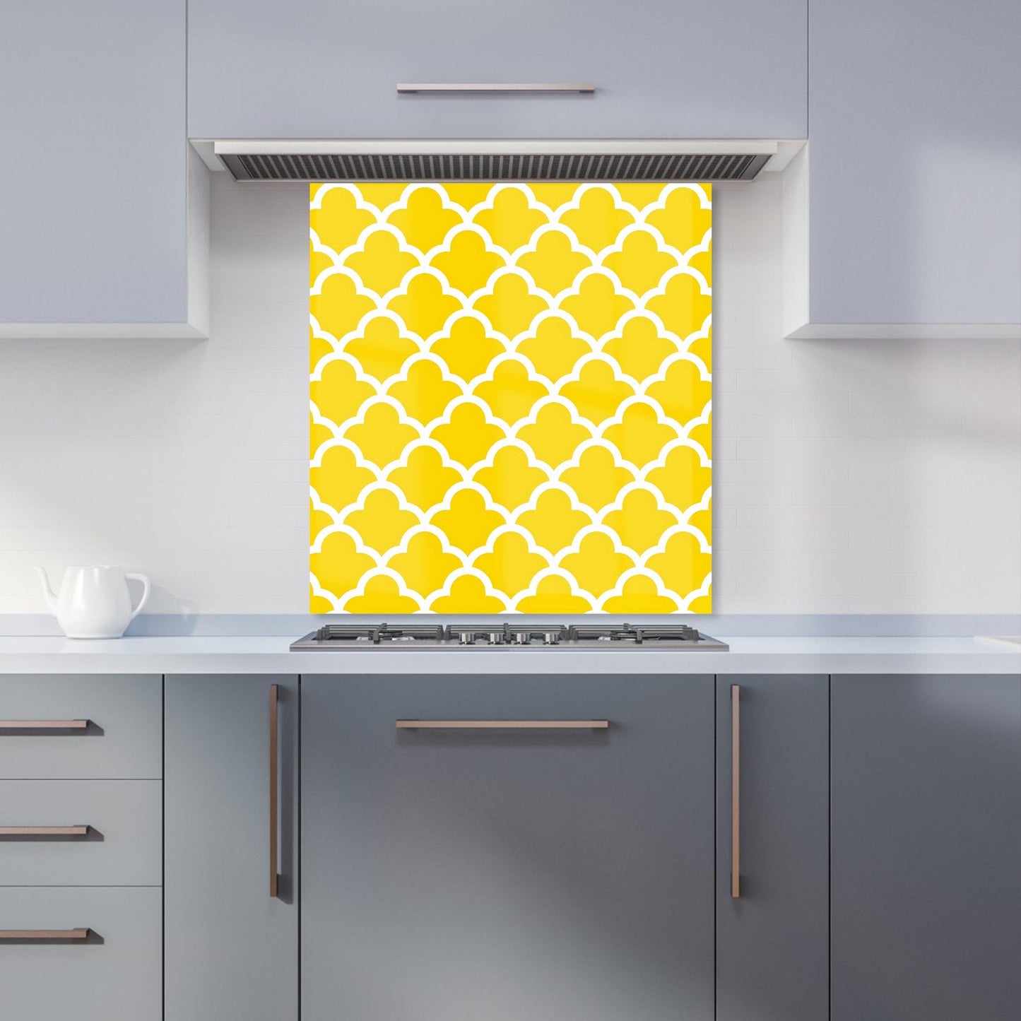 Geometric Yellow Quatrefoil Wave Kitchen Splashback