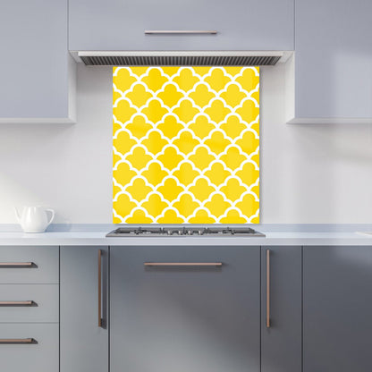 Geometric Yellow Quatrefoil Wave Kitchen Splashback