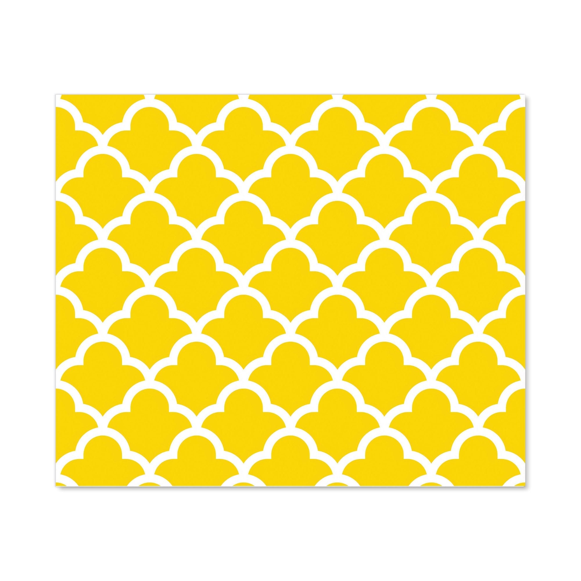 Geometric Yellow Quatrefoil Wave Kitchen Splashback
