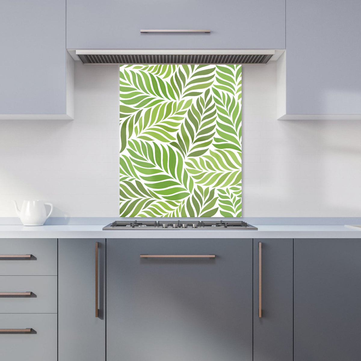 Green Leaf Pattern Kitchen Splashback