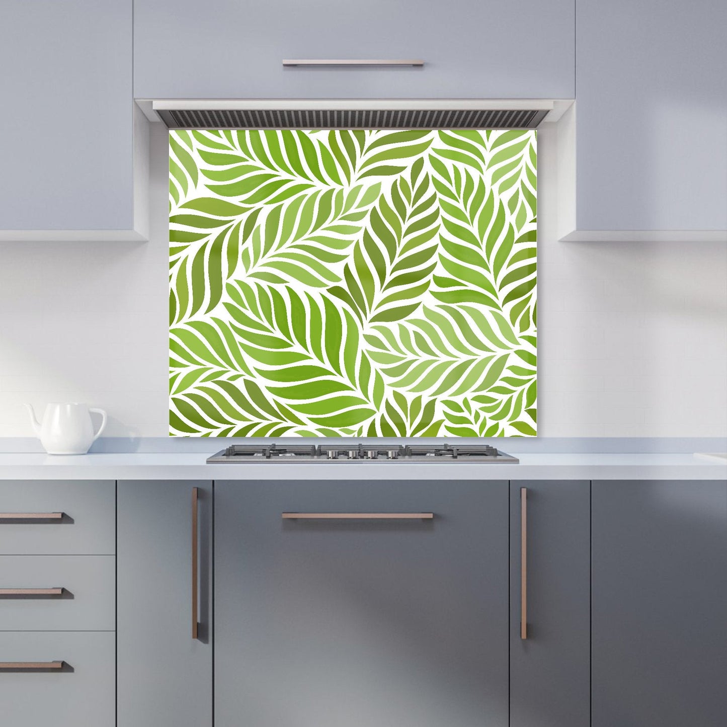 Green Leaf Pattern Kitchen Splashback