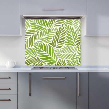 Green Leaf Pattern Kitchen Splashback