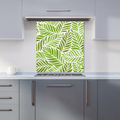 Green Leaf Pattern Kitchen Splashback