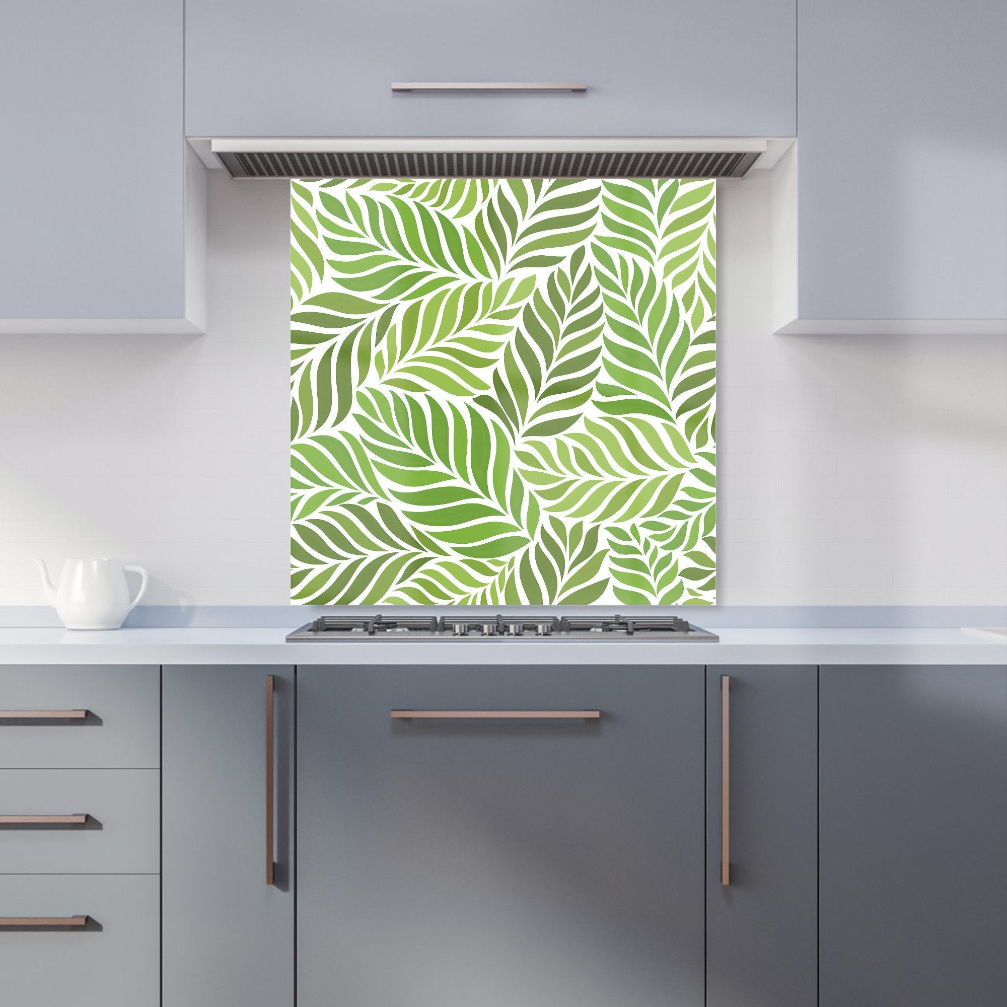 Green Leaf Pattern Kitchen Splashback