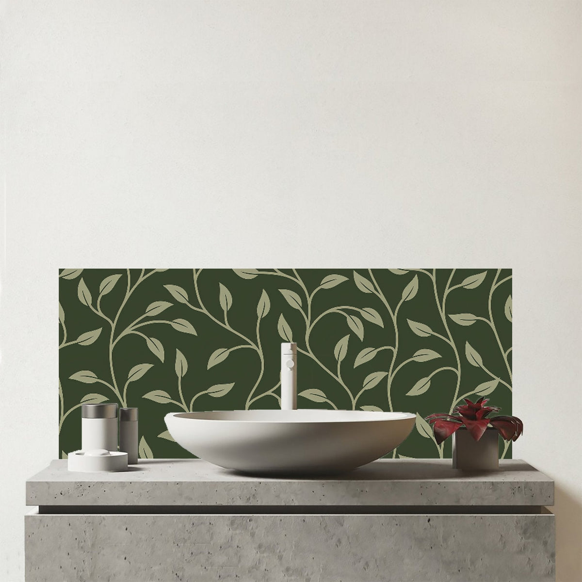 Green Shrub With Leaves Glass Bathroom Splashback
