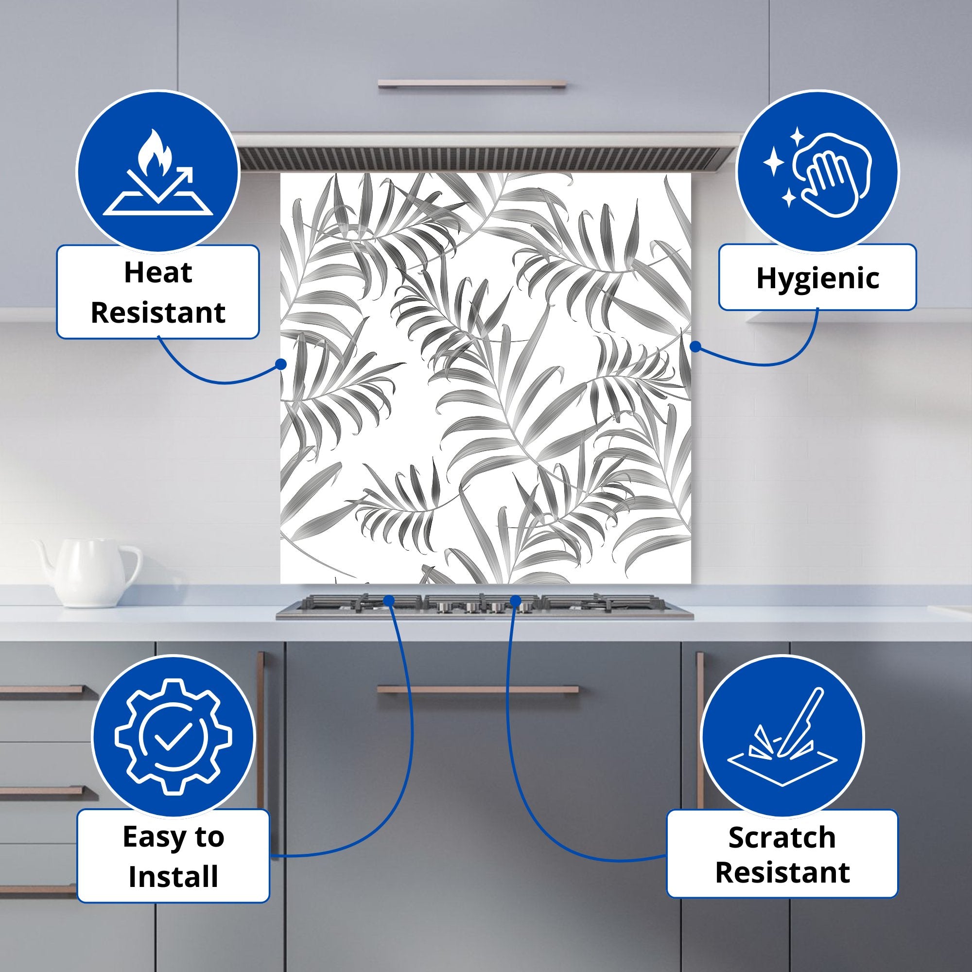Hawaiian Style Palm Leaves Kitchen Splashback