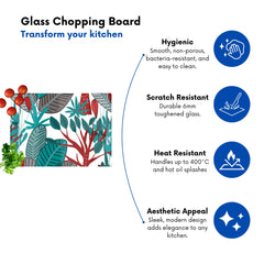 Jungle Exotic Summer Tropical Leaves Glass Chopping Board