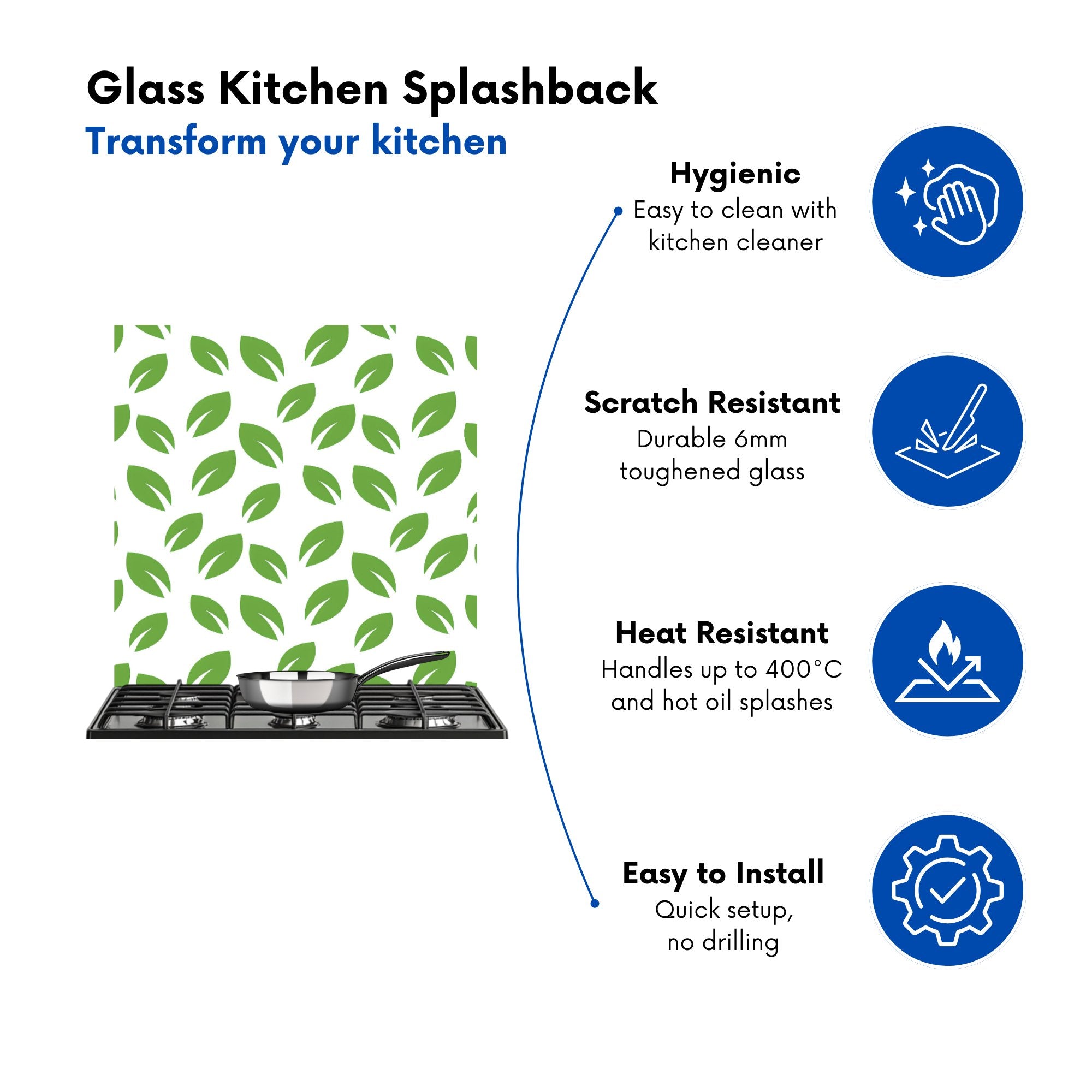 Leaves Pattern Kitchen Splashback