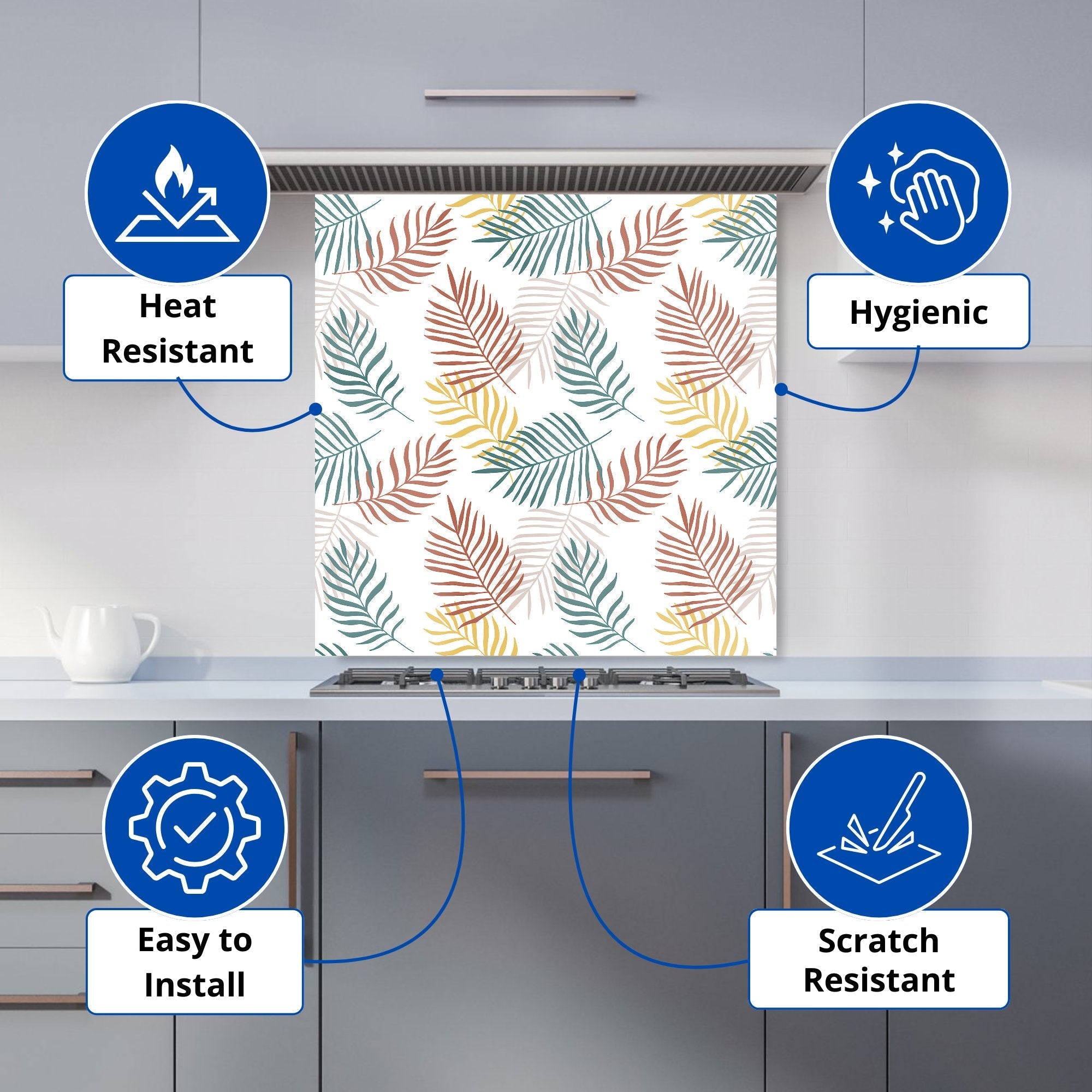 Palm Branches In Natural Colors Kitchen Splashback