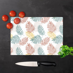 Palm Branches In Natural Colors Glass Chopping Board