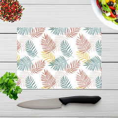 Palm Branches In Natural Colors Glass Chopping Board
