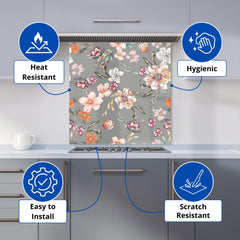 Peony, Lily, Tulip, Daisy Kitchen Splashback