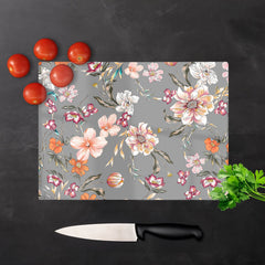 Peony Lily Tulip Daisy Glass Chopping Board
