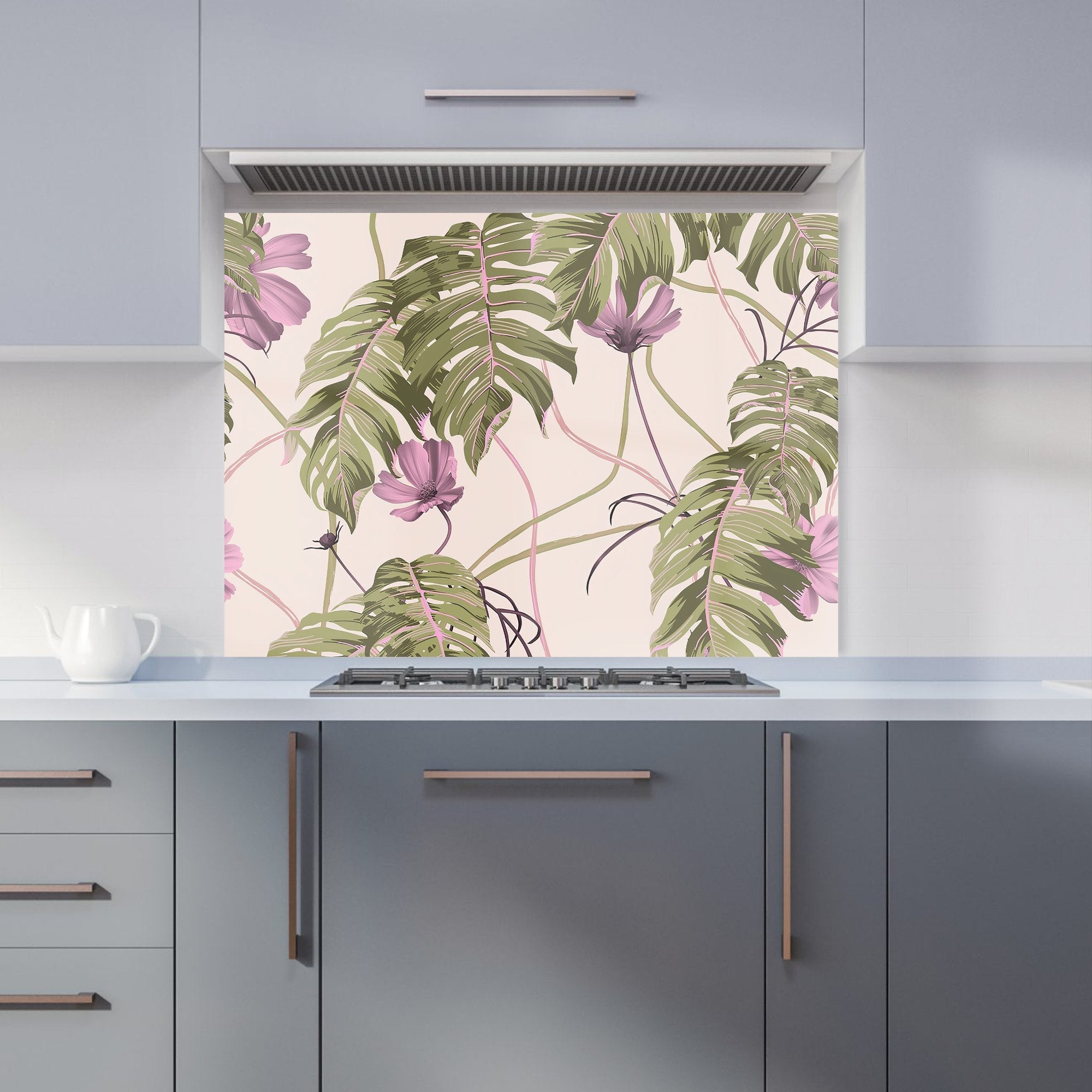 Pink Cosmos Flowers Kitchen Splashback