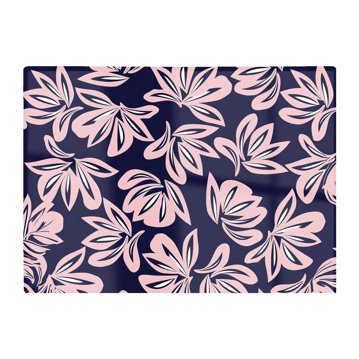 Pink Navy Floral Botanical Pattern Glass Chopping Board