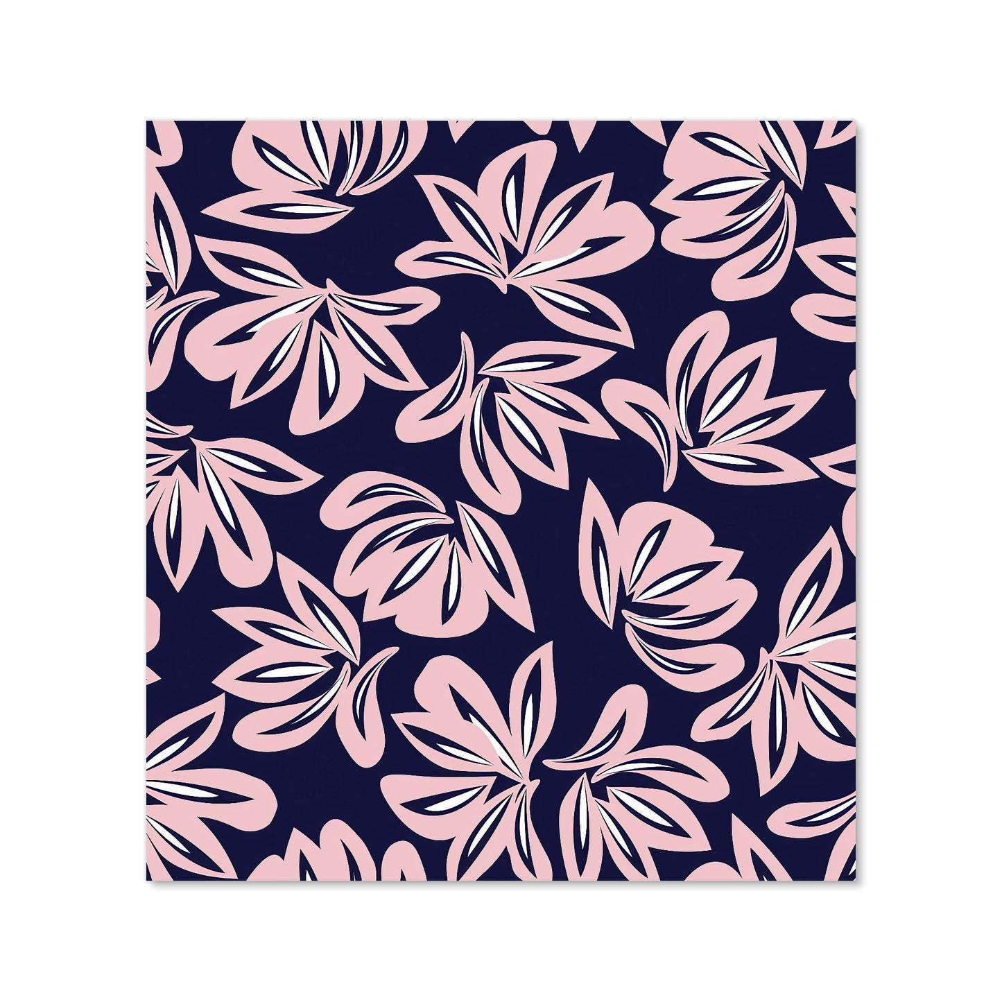 Pink Navy Floral Botanical Pattern Kitchen Splashback