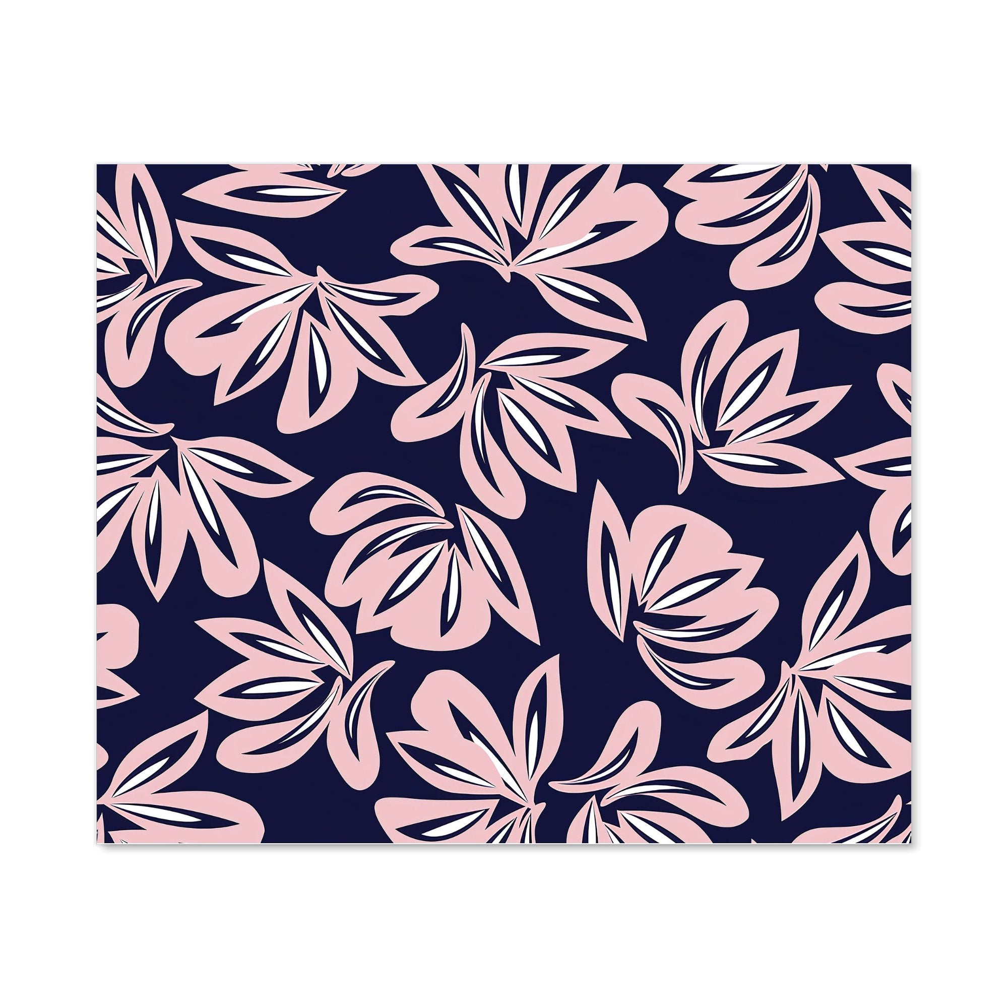 Pink Navy Floral Botanical Pattern Kitchen Splashback