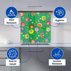 Polish Folk Floral Kitchen Splashback