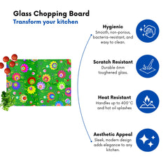 Polish Folk Floral Glass Chopping Board