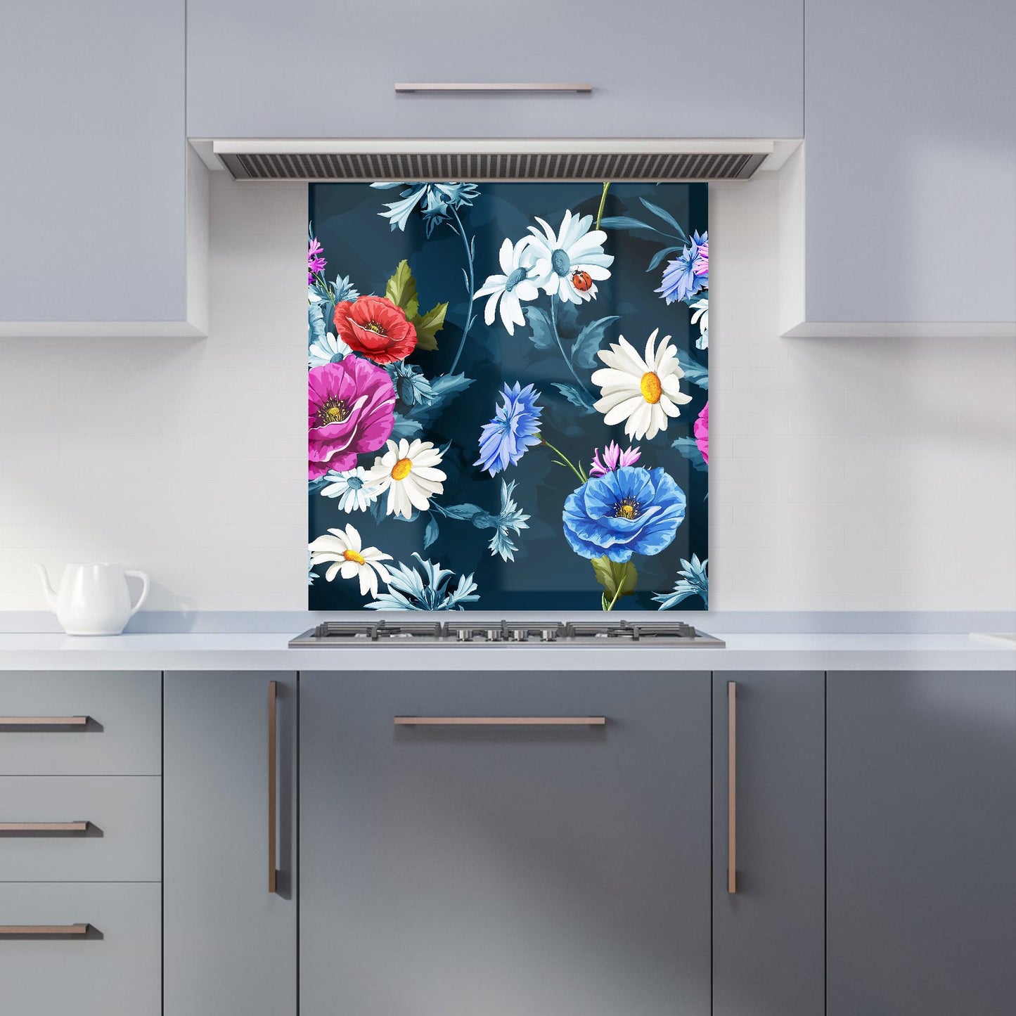 Poppy Flowers With Chamomile Kitchen Splashback