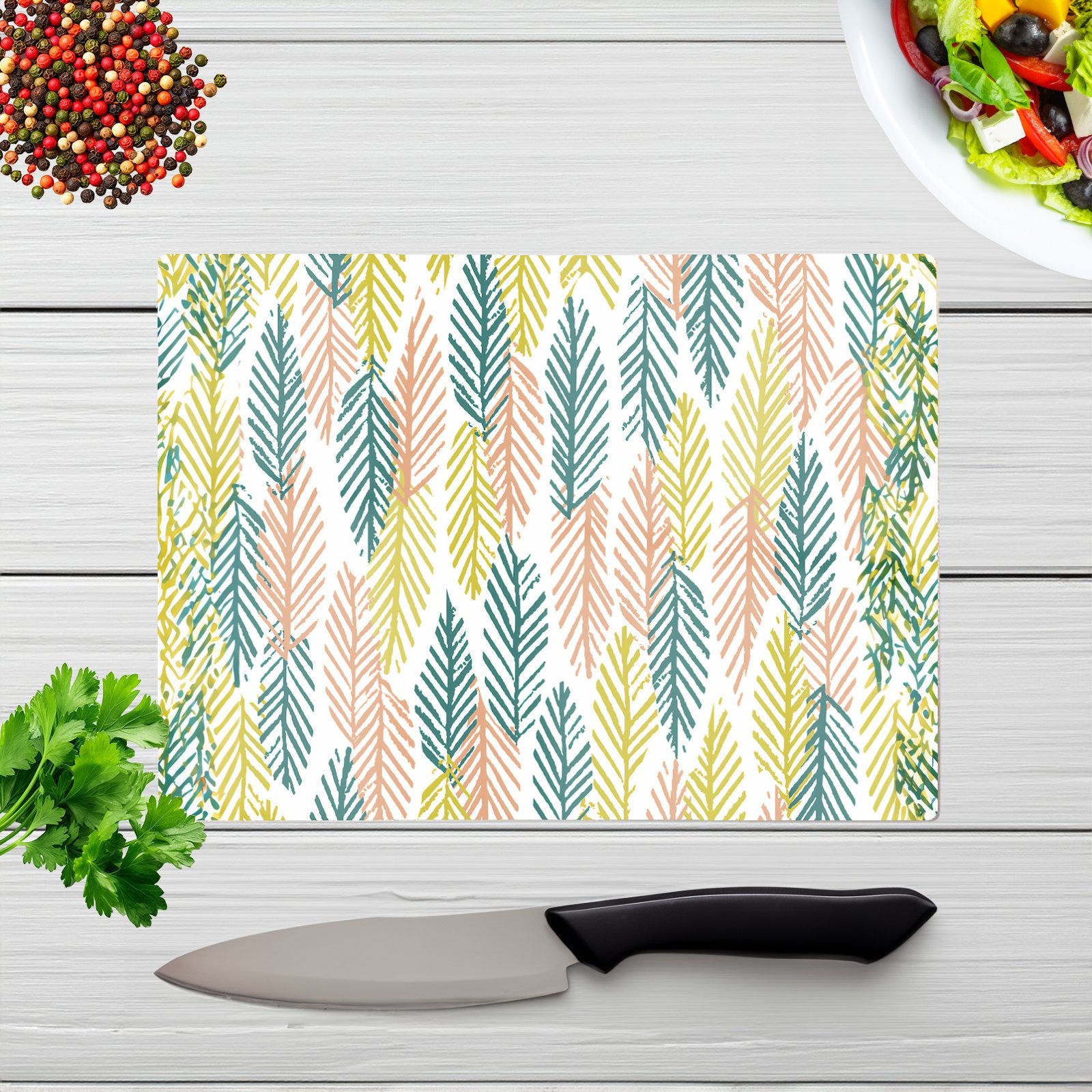 Scandinavian Style Foliage Glass Chopping Board