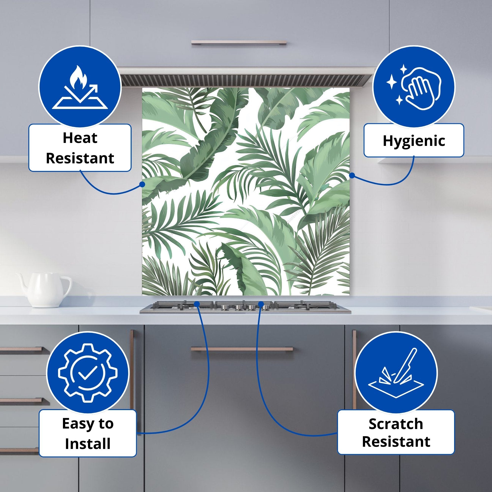 Trendy Tropical Leaves Kitchen Splashback