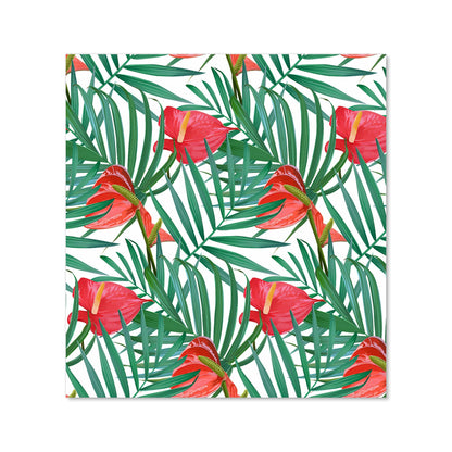 Tropical Flowers And Palm Leaves Kitchen Splashback