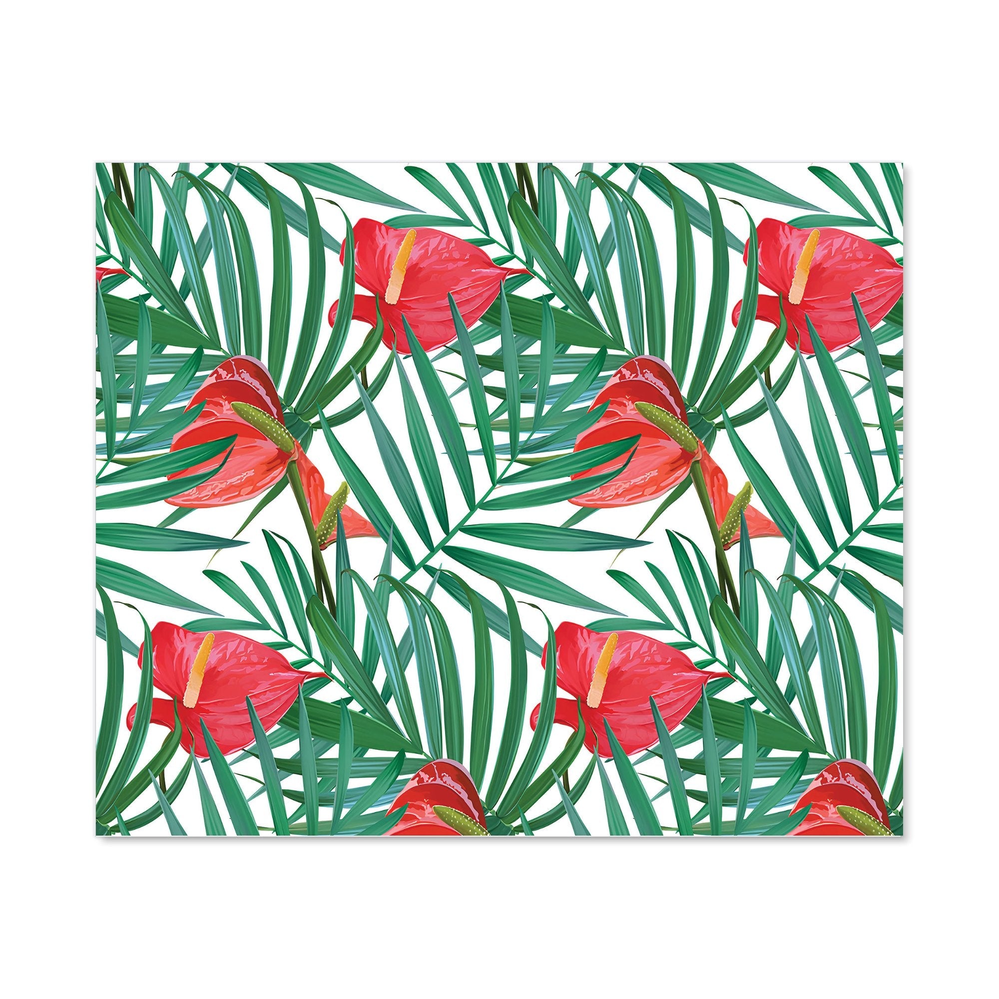 Tropical Flowers And Palm Leaves Kitchen Splashback