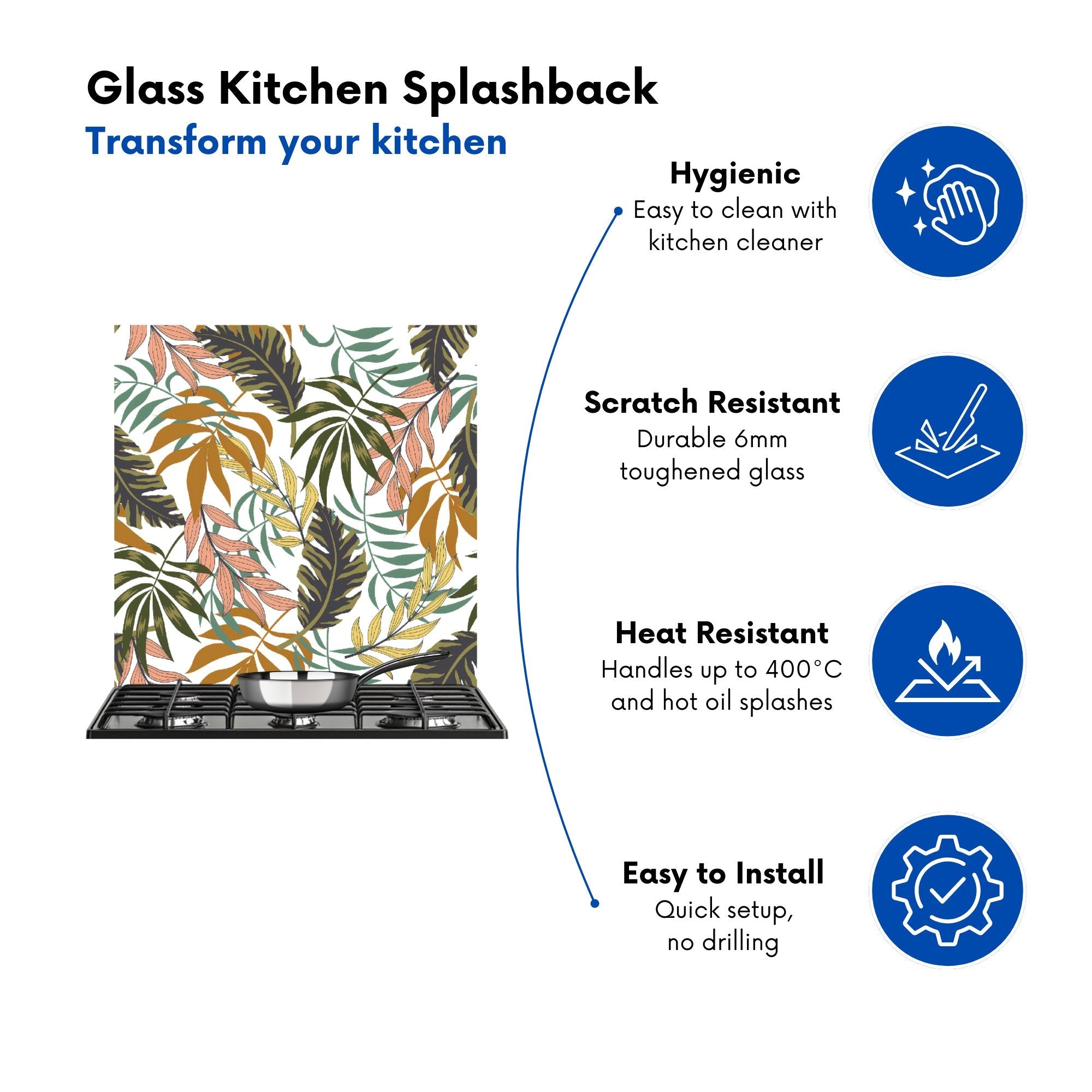 Tropical Leaves Kitchen Splashback