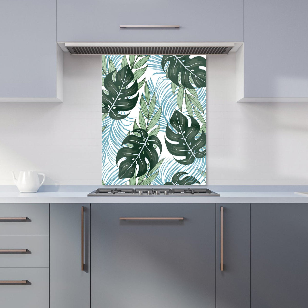 Tropical Pattern, Bright Plants, Flowers Kitchen Splashback